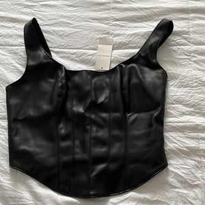 Abercrombie black faux leather corset top